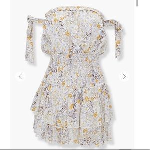 NWT! FOREVER 21 Off-the-Shoulder Skort Romper - Cream & Yellow Floral Print